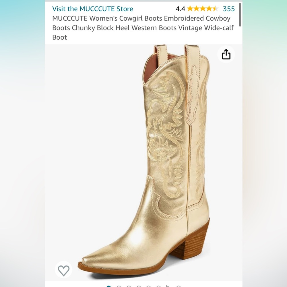 Amazon Gold Women’s Gold Western Cowboy Boots | size 6